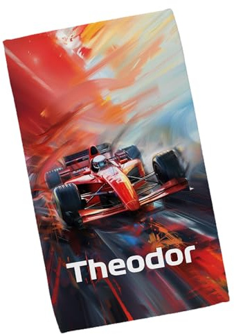 Striefchen® Handtuch mit Rennwagen Motiv und Wunschname personalisiert, in 3 Größen (Mittelgroße)