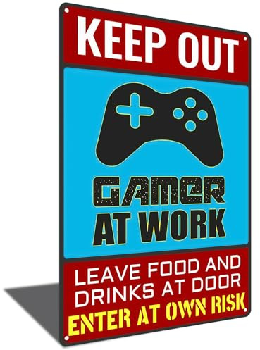Keep Out Gamer at Work - Funny Gamer Sign For Gaming Room Wall Door Decor - Gift Boyfriend 8x12 Inch (24103)