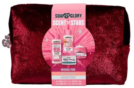 Soap and Body Glory Scent From The Stars Geschenkset mit Kulturbeutel, Körperwäsche, Peeling, Butter-Geschenkset, 4-teilig
