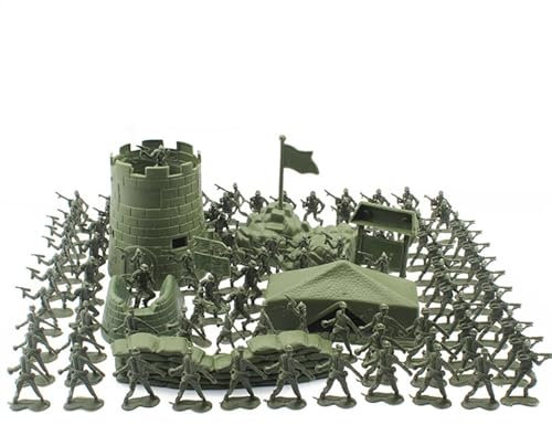 Militär Soldaten Spielset, 100 Stück Actionfiguren Soldaten und Schlachtfeld Zubehör, Armee Spielzeug Figuren, Spielzeugsoldaten Set, Soldaten Spielzeug Figuren Set für Kinder Junge Erwachsene