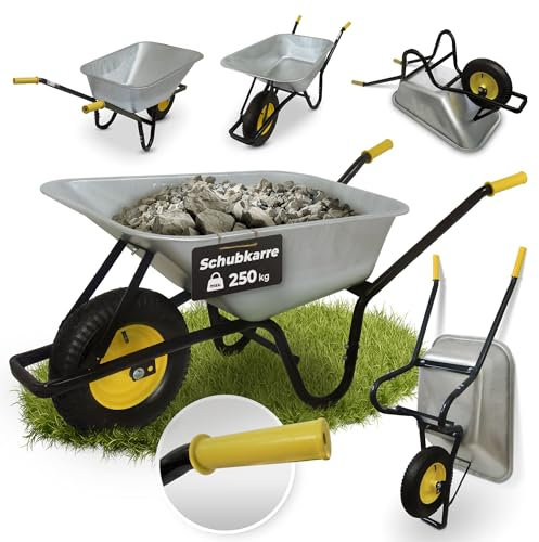 STREND PRO Carriola con ruote pneumatiche 85L 250KG | LEGGERA e PRATICA Carriola grande | Carrello a mano | Carrello scorrevole