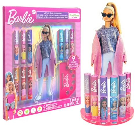 Barbie Gloss à lèvres avec Acrylique Stand Plante à base de Gloss à lèvres, parfait pour les fêtes, Sleepovers, maquillages, cadeau d'anniversaire pour les filles, Age 3+, par Townley Girl