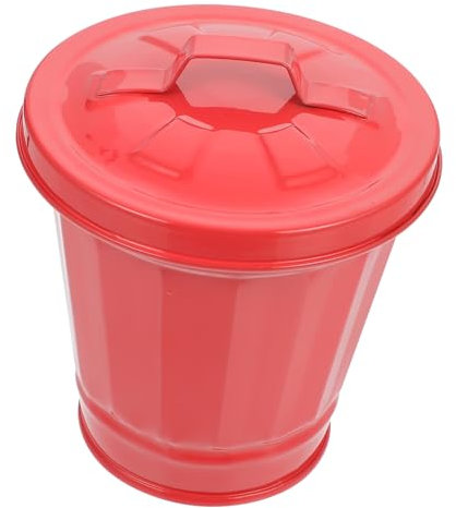 CTIRCHIU Mini Poubelle de Table en Fer Multifonctionnelle avec Couvercle, Pot de Fleurs Décoratif et Conteneur à Déchets pour Bureau et Tabletop