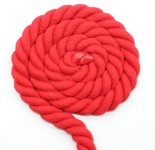 Youshe Corde en coton torsadée pour macramé, 20 mm, 9,8 m, cordes à coude en coton épais et épais pour le sport, hamacs d'extérieur, jardinage, panier de rangement, corde à tirer (rouge)