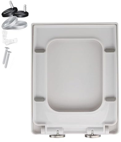 Giural Abattant WC Carré Abattant WC avec Frein De Chute - Abattant WC Blanc en PP À Démontage Rapide, À Fixation Supérieure, Abattant WC Rectangulaire,35 * 45cm