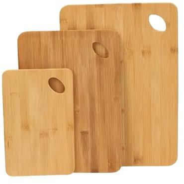 Juego de 3 tablas de cortar de madera de bambú con agujeros, tablas de cortar para carne, verduras, frutas, accesorios de cocina