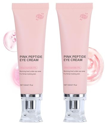 Pink Peptide Eye Serum, Peptid-Augencreme mit Rosenöl, Anti-Falten-Creme gegen dunkle Augenringe, Tränensäcke und Schwellungen, Koreanische Hautpflege (30ML, 2PC)
