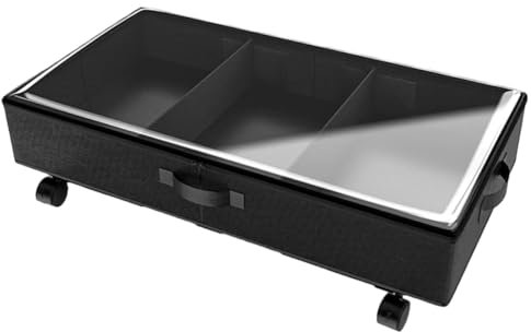 Luxshiny Bolsa de Almacenamiento Debajo Cama con Ruedas Organizador Transpirable de Compartimentos Oxford para Edredones y Ropa Resistente al Polvo y de Mover