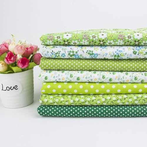 7 Teiliges Stoffreste Zum Basteln – (50x50 cm) 100% Baumwolle für Patchwork, Quilting, Nähen & DIY​, Puppenkleidung, Home Decor, Taschen & kreative Bastelprojekte (Grün)