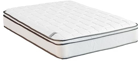 Greaton, 8-Inch Medium Firm Heavier Pocket Coil Spring Hybrid Euro Top Mattress, Motion Isolation with Durable Support, Bed in a Box, Full, White