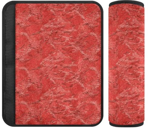 Paquete de 2 fundas acolchadas para cinturón de seguridad vintage de color sólido, color rojo grano, liberan el estrés en tu cuello y hombros, accesorios para bolsas para carro