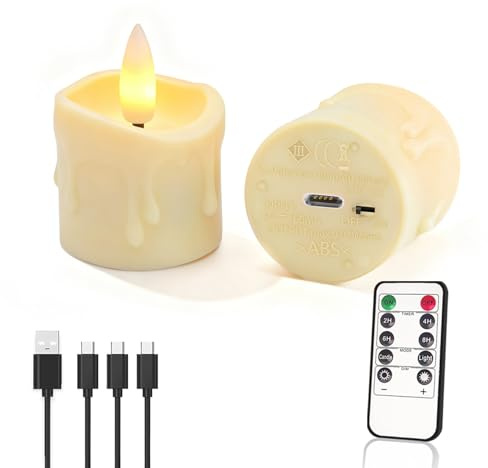 Ntewidbroansa Rechargeable Flameless Tealight Candles Set of 6, LED Votive Flickering Tea Lights with Timer, Battery Operated for Christmas Decor, Wedding Centerpieces & Daily Celebrations