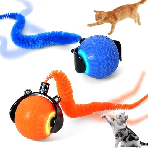 DAZZTIME Interaktives Katzenspielzeug Ball,2 Stück Katzenball Elektrisch,Katzenspielzeug Elektrisch,Smart Automatisch Rollender Ball,Katzenball Rolling,Interaktives Katzen Spielzeug,für Katzen