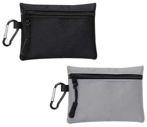 Mini Monedero portátil, 2 Piezas, Porte-Monnaie avec Fermeture éclair, pequeños tarjetero para tarjetas de crédito, billetera de viaje, Pequeño de Tela Oxford para Mujer, Niña y Niño (Negro + Gris)