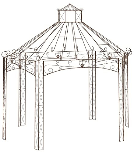 Tonnelle de jardin, marron antique, 400 x 258 x 378 cm, pergola, en fer forgé, avec finition vintage comme tuteur stable et distributeur d'ombre esthétique pour plantes grimpantes