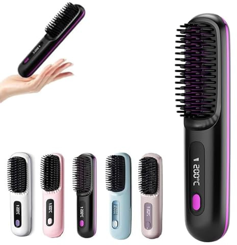 Lushia Spazzola styling per capelli corti - Strumenti di Styling con 3 Impostazioni di Temperatura Anti - Ustione, Ideale per Uso Domestico, Viaggio e Vacanza