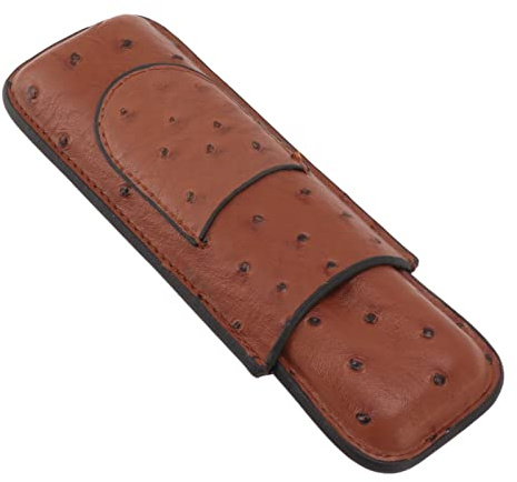 Rcniso Cigarrfodral Hållare PU Läder Brunt 2 Finger Cigarrfodral med Främre Ficka Bärbar för årsdagen Fars Dag Present