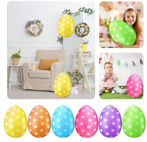 40 cm Osterei Ei - Dekoration zu Ostern, Riesige Osterei-Dekorationen, Osterdekorationen für den Außenbereich, Deko Eier Groß für Schaufenster,Warenpräsentation,Garten,Requisite (6PC, One Size)