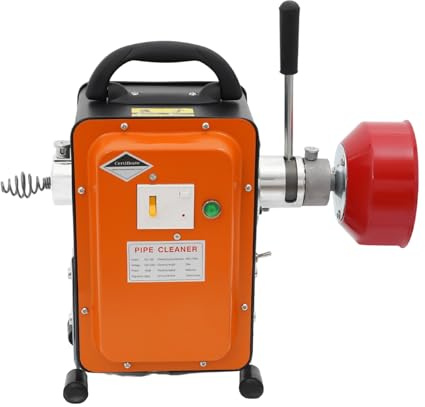 Espiral eléctrica para limpieza de tuberías (20 m, 750 W, 400 rpm, con protección contra corriente residual, 2 muelles (16 m + 2,5 m) para Ø20-150 mm, desatascador de desagües, incluye espiral de