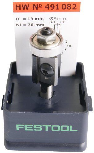 Festool Bündigfräser Wendeplatten HW S8 D19 mm Z2 – 491082 | Wendeplattenfräser mit Anlaufring, NL 20 mm, GL 64 mm, Schaft 8 mm – für präzises Bündigfräsen von Plattenüberständen
