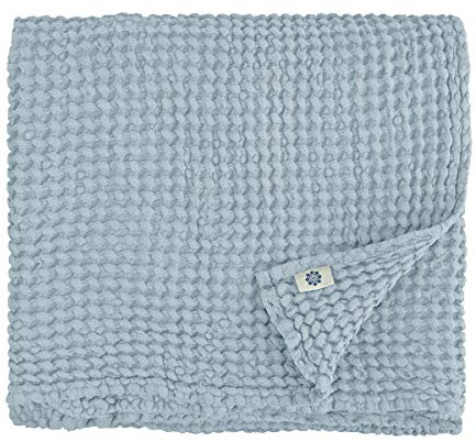 Linen & Cotton Premium-Qualität Waffel Tuch Saunatuch Strandtuch Handtücher Badetücher Duschtücher Gästehandtücher Ezra, 48% Leinen, 52% Baumwolle - 50 x 70cm (Hellblau/Türkis)