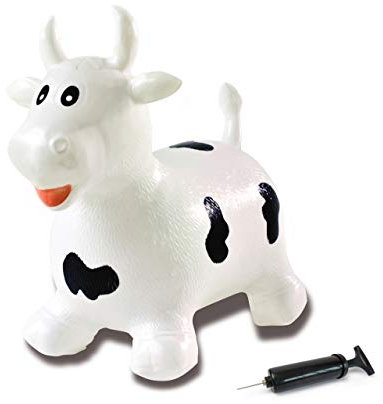 JAMARA 460318 Hüpftier Kuh HoppyDoo - Spielzeug für Kinder, Hüpfspielzeug Baby Indoor/Outdoor, Geschenkidee für Kids, Gartenspielzeug, Bouncing, Pflegeleicht, BPA frei, mit Pumpe