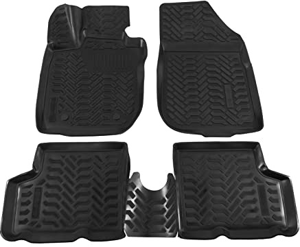J&J AUTOMOTIVE Tappetini Auto in Gomma su Misura per Dacia Duster 2WD 2010-2014, Set da 4 Pezzi, Bordo Alto 4 cm, Antiscivolo, Inodore, Colore Nero
