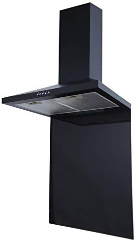 SIA CHL70BL 70cm Black Chimney Cooker Hood Fan And Toughened Glass Splashback