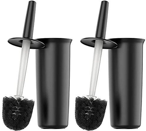 MR.SIGA Toilet Bowl Brush and Holder for Bathroom, Black, 2 Pack
