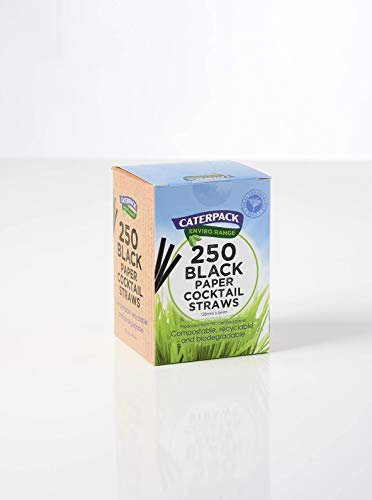 Caterpack Enviro Range Paper Cocktail Straws 250 Pack, 125 x 5mm, Ideal for Cocktails, Fully Recyclable, Biodegradable and compostable. Strong & Sustainable.