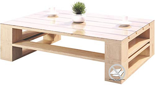 sunnypillow Palettenmöbel Gartenmöbel Set aus Holz Indoor/Outdoor - Europaletten für Möbel - Holztisch für Balkon Terrasse Garten (Natur Couchtisch 80 x 80 cm Höhe: 40 cm)