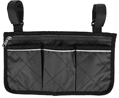 VGEBY Bolso Lateral para Silla de Ruedas, Scooter Brazo Tote Multifuncional, Manos Libres Reposabrazos, Bolsa Organizador, Almacenamiento Walker, Bolsa Colgante, Organizador de Almacenamiento, Negro