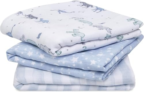 aden + anais Musy Squares - Stella Rising, confezione da 3 | Grande tessuto in mussola di cotone 100% | Morbido e leggero Unisex Baby Essentials | Panni per neonati e ragazzi | Ideale