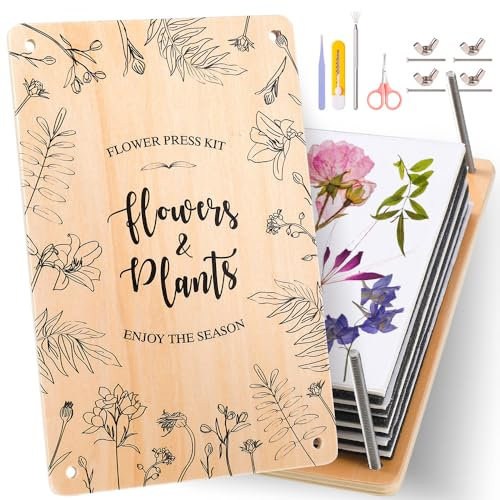 wtisan Flower Press Kit: Wooden Flowers Pressing for Adults, 6 Layers 10.6x6.9 DIY Wedding Bouquet Flowers Preservation, Pressed Flower Kits Gift for Nature Drying Lovers