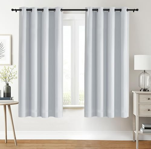 Utopia Bedding Blackout Curtains Grommet Thermal 2 Panels Drapes [Grey White, 46 x 72 Inches] Sound Insulated Curtain for Bedroom and Living Room | Blackout & thermal insulated | Grommet top for easy hanging | Sound insulating | Fits bedroom & living room