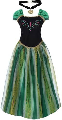 Angel Closet - Vestido de reina y princesa para mujer adulta, con peluca y collar, para cosplay o Halloween (Vestido con collar, talla S)