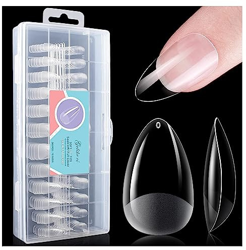 Kurz Mandel Nägel tips Natürlich Wirkend für Nail Art DIY Alltag und Date | Verschiedene Nagelbreiten Short Almond Full Cover feilen und formen für natürliche DIY Looks zuhause 240 Stück 12 Größen