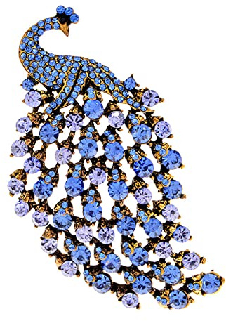Crystal Peacock Enamel Big Bird Party Office Casual Brooch Pin for Women Ladies Coat Jacket Dress Hat Scarf Shawl Accessories Gifts