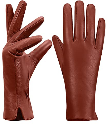 MGGMOKAY Damen Lederhandschuhe Kaschmir gefüttert