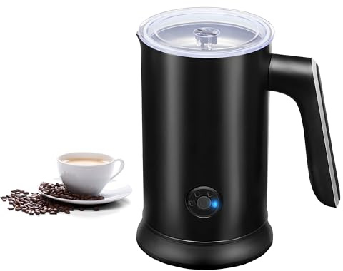 Simple Deluxe Electric Milk Frother, 4 in 1 Electric Milk Steamer 250ml/8.4oz Automatic Hot and Cold Milk Foam Maker and Milk Warmer for Latte, Macchiato, Cappuccinos,Black