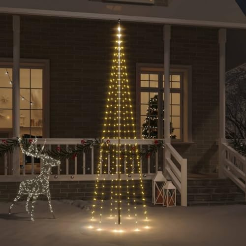 FUDUGEHMIOFWFJJ mini lichterkette mit batterie,lichterkette außen batterie,LED-Weihnachtsbaum für Fahnenmast Warmweiß 310 LEDs 300 cmGeeignet für Patio, Schlafzimmer, Wohnzimmer, Weihnachten