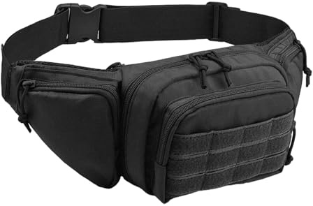 Sac banane | Sac banane avec 5 poches | Sac banane avec sangle réglable | Sac banane multifonction | Sac banane de voyage portable | Sac banane de course durable pour voyage, camping, gym, Noir ,