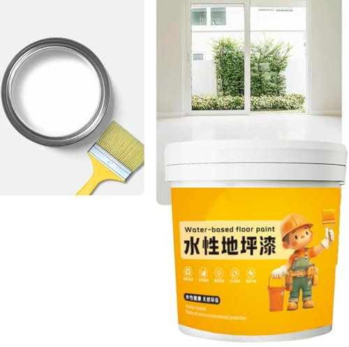 Peinture de sol Epoxys imperméable à base d'eau, 300 g de peinture pour sol en béton avec pinceau, séchage rapide, antidérapante, pour la maison, le garage, blanc
