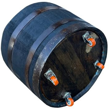 Fassl Baron - halbes Whiskyfass - Geölt - 4 x Rollen- D/H=65/40cm - 90 Liter Holzfass, gebrauchtes Whyskyfass halbiert. verwendbar als Pflanzkübel oder Miniteich