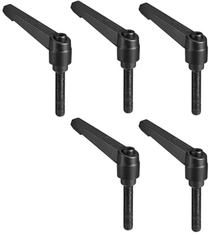 TA-VIGOR Lot de 5 poignées à levier de serrage réglables, M8 x 40 mm, bouton poussoir à cliquet à dégagement rapide, en alliage d'aluminium, boulons à goujons filetés mâles pour machines et
