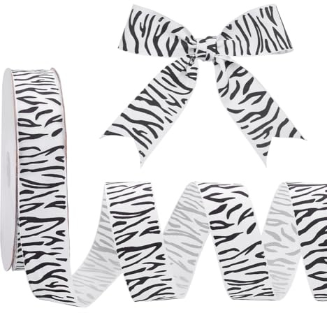PH PandaHall 91.4m Zebra Muster Ripsband 41mm Schwarz-Weiß Ripsband Bastelband Zum Nähen von Kleidung Heimdekorationen Haarschleifen Stirnbändern Geschenkverpackung