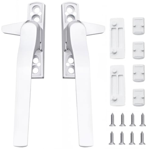 TFLPUO Double Glazing Window Handles, 2PCS Upvc Cockspur Window Handle Replacement Kit Universal White Handle Lever for Windows Sliding Doors