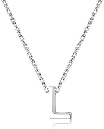 Turandoss Buchstaben Halskette Damen Silber 925 - Personalisiert Sterling Silber Halskette Damen Kette mit Buchstaben L Anhänger, Schmuck Geschenke für Frauen Mädchen