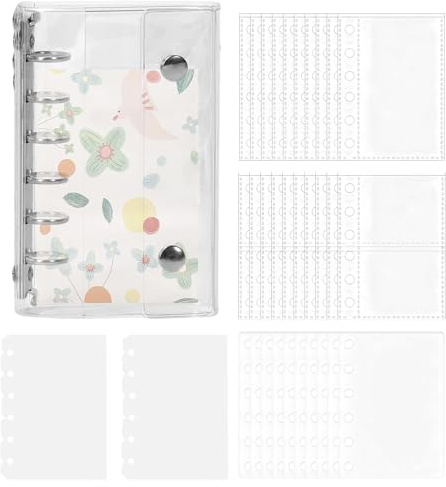 Självhäftande pärm med genomskinliga fickor, förvaring med dubbla förslutningar, för journal, kort, filer, dokument och scrapbooking