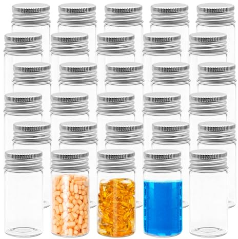 PWGHWG 30 Stück 25ml Reagenzglas mit Schraubverschluss, 30x60mm